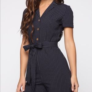 French Talk Jumpsuit - Navy/White